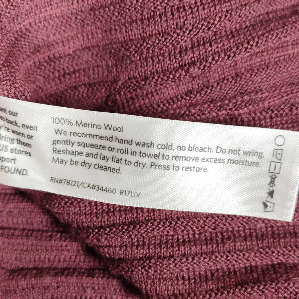Eileen Fisher Merino Wool red ribbed‎ sweater top M petite